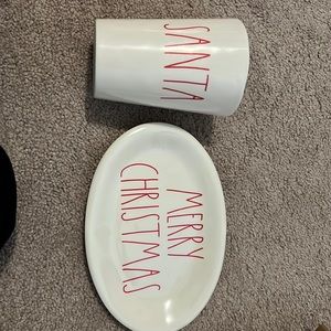 Santa plate and cup rae dunn brand